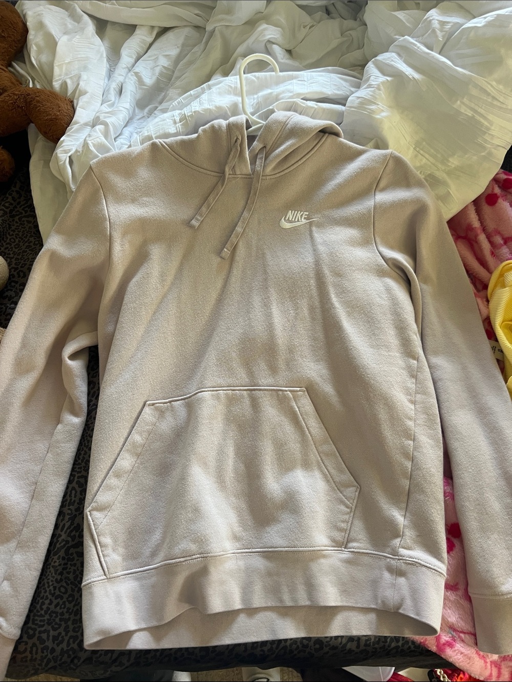 Nike Beige/Taupe Pullover Hoodie with White Swoosh